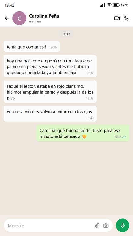 Mensaje de una terapeuta: una paciente con crisis de pánico en sesión