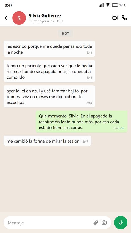 Mensaje de una terapeuta: un paciente apagado