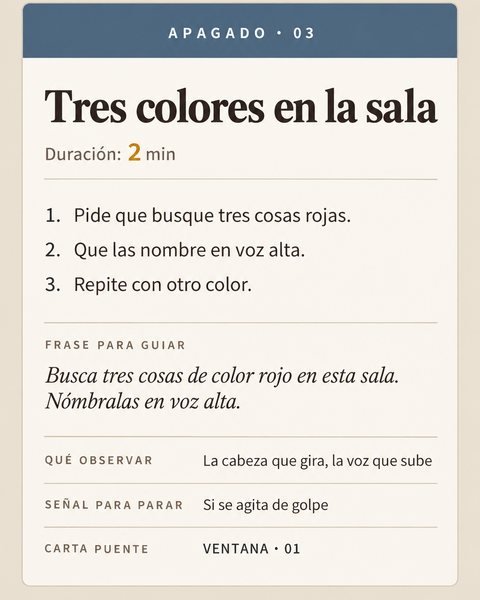 Carta azul Apagado 03: Tres colores en la sala